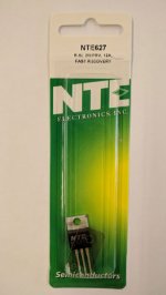 NTE627 Si Rectifier, Dual, Fast Recovery, 200V 12A, 150NS TO-220