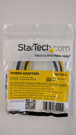 6in LP4 to 6 Pin PCI Express Video Card Power Cable Adapter