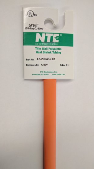 5/16" Orange 48" Thin Wall 2:1 Polyolefin Heat Shrink Tubing
