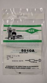 NTE5010A Zener Diode 5.1V 1/2W, DO35