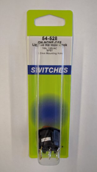 Amber 12V LED RoundRocker SPST On-None-Off 125V 16A
