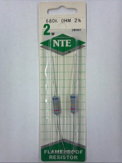 680K Ohm 2 Watt Metal Oxide Film Resistor (2Pk) 2% Tolerance