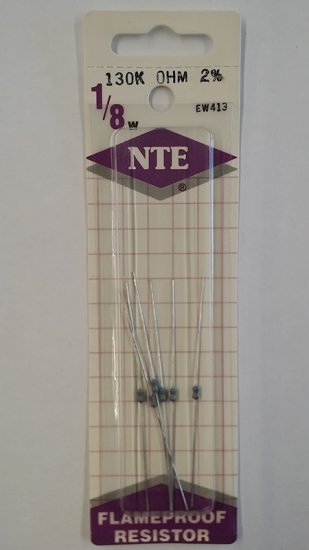 130K Ohm, 1/8W, 2% Metal Film Flameproof Resistor (6Pk)