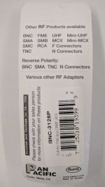 BNC Jack 3-Piece Crimp-On RG-174/U RG-316/U