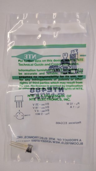 NTE488 T-NPN, Si, RF Power Output (Po 4W@175MHz)