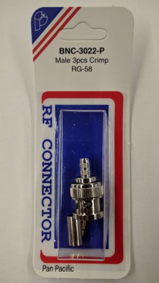 BNC Plug 3-Piece Crimp-On RG-58/U