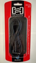 10Ft Stereo Interconnect 3.5mm TRS to 90° 3.5mm TRS