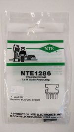 NTE1286 IC, Audio Power Amplifier 5.8W, 7-Lead SIP