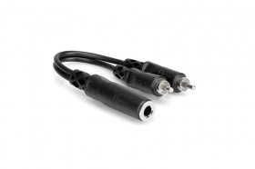 6" Y Cable 1/4 in TSF to Dual RCA(M)