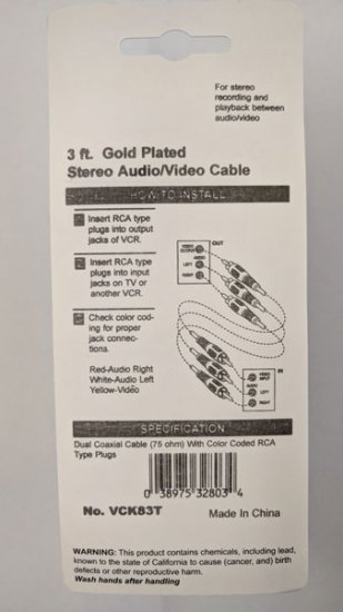 3Ft Composite A/V Cable