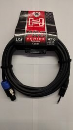15Ft Pro Speaker Cable REAN Loudspeaker to 1/4in TS 14Awg