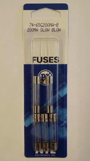 0.2 Amp (200mA) MDL Glass Fuse (5Pk) Slow Blow 6x30mm NTE