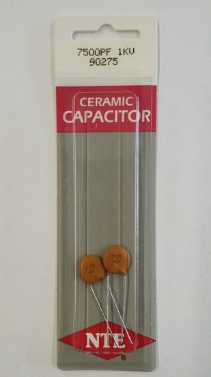 7,500pf/7.5nf/0.0075uf 1000V Ceramic Disc Capacitor (2Pk)