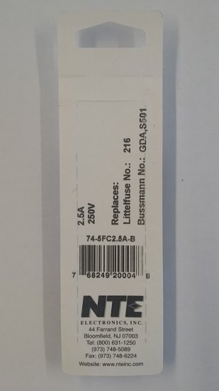 2.5 Amp (GDA) Ceramic Fuse (5Pk) Fast Acting 5x20mm