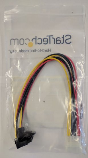 12in LP4 to 2x Right Angle Latching SATA Power 4 Pin Molex/2SATA