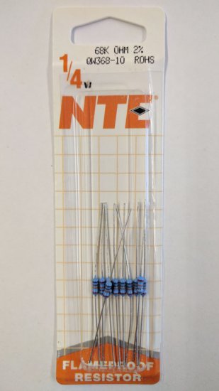 68K Ohm 0.25 Watt Metal Film Resistor (10Pk) 2% Tolerance