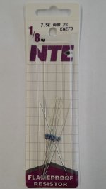 7.5K Ohm, 1/8W, 2% Metal Film Flameproof Resistor (6Pk)