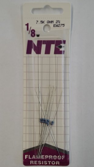 7.5K Ohm, 1/8W, 2% Metal Film Flameproof Resistor (6Pk)