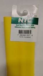 1.5" Yellow 48" Dual Wall 3:1 Polyolefin Heat Shrink w/Adhesive