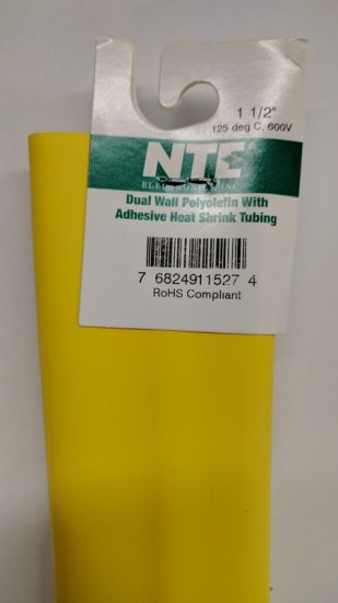 1.5" Yellow 48" Dual Wall 3:1 Polyolefin Heat Shrink w/Adhesive