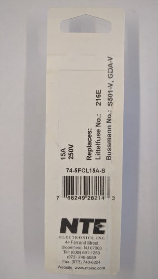 15 Amp (GDA-V) Axial Ceramic Fuse (5Pk) Fast Acting 5x20mm