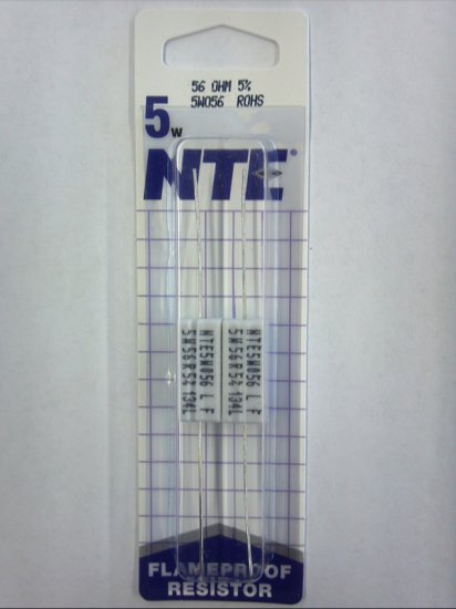 56 Ohm 5W Cerment Power Wirewound Resistor (2Pk) 5% Tolerance