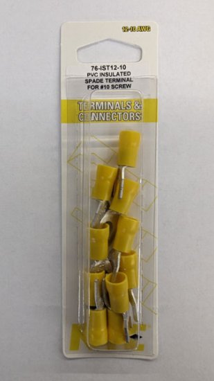 Fork/Spade Insulated Vinyl (PVC) 12-10Awg #10 Stud (10Pk)