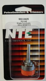 1Meg Audio Taper Pot w/Switch 0.25W (24mm) Combo Lug 30mm Shaft