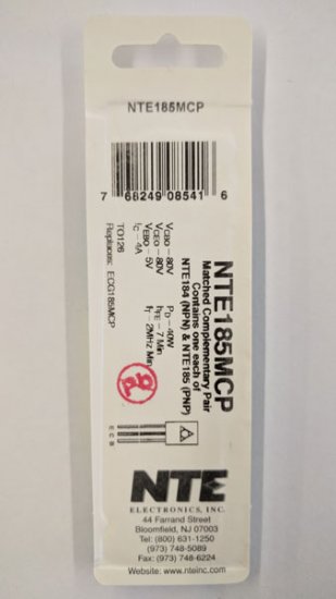 NTE185MCP Matched Complementary Pair of NTE184 and NTE185