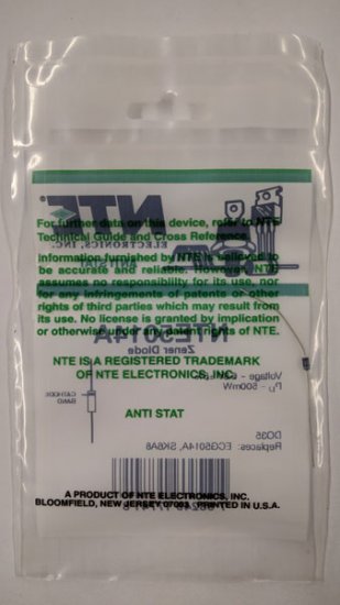 NTE5014A Zener Diode 6.8V 1/2W, DO35