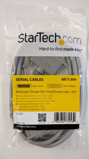 6Ft Straight Through DB25 Serial/Parallel Cable - M/F