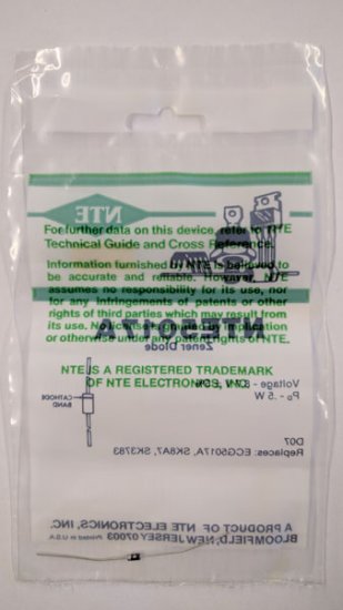 NTE5017A Zener Diode 8.7V 1/2W, DO35