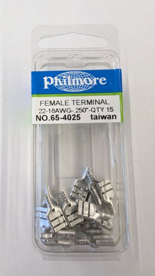Quick Connect Female Non-Insulated 22-18Awg 0.250" (15Pk)