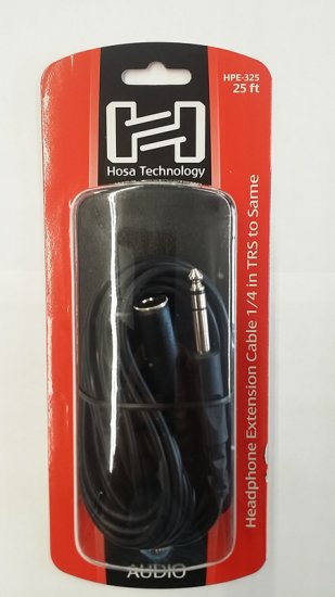 25Ft Headphone Extension Cable 1/4in TRS to 1/4in TRS