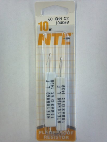 68 Ohm 10W Cerment Power Wirewound Resistor (2Pk) 5% Tolerance