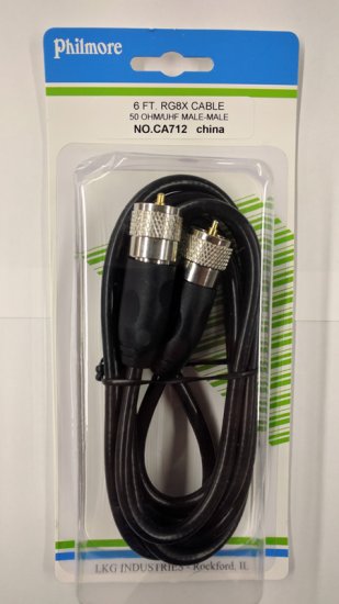 6Ft RG8X 50-Ohm UHF Male to Male