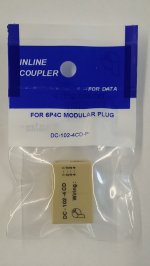 6P4C Modular In-Line Coupler Straight Thru (Data)