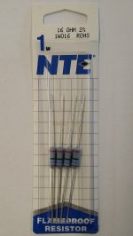 16 Ohm 1 Watt Metal Oxide Film Resistor (4Pk) 2% Tolerance