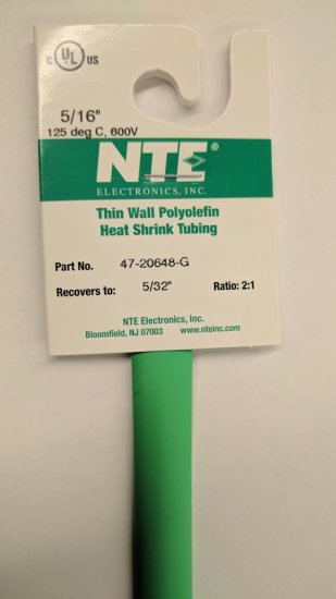 5/16" Green 48" Thin Wall 2:1 Polyolefin Heat Shrink Tubing
