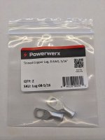 Tinned Copper Lug, 8 Awg, 5/16", 2Pk