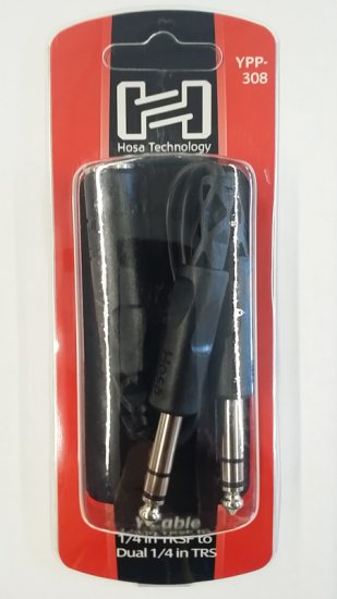 6in Y Cable 1/4in TRSF to Dual 1/4in TRS