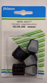 8 Wire Black Push-In LKG Wire Knutt (5Pk) 22-12Awg