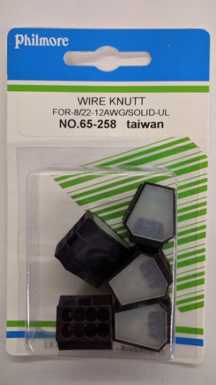 8 Wire Black Push-In LKG Wire Knutt (5Pk) 22-12Awg