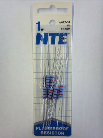 22 Ohm 1 Watt Metal Oxide Film Resistor (10Pk) 2% Tolerance