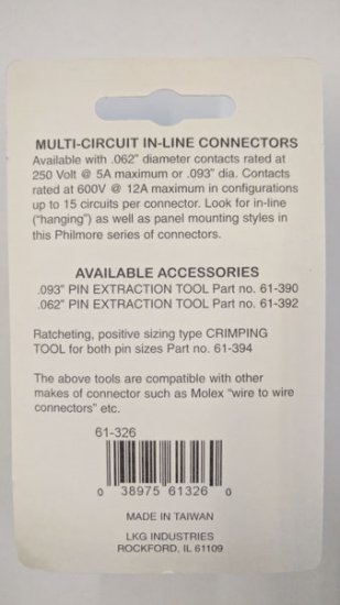 6 Pin 3191 International Panel Mount Male (2Pk) 0.093" Pins 12A