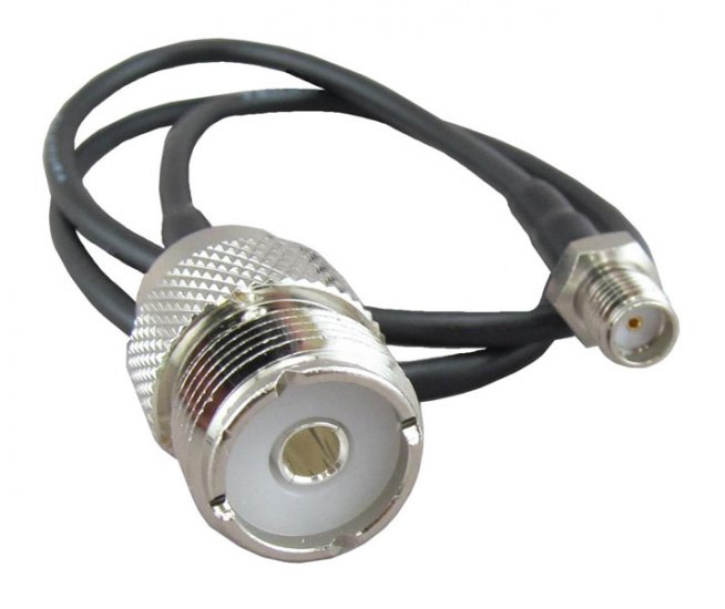 18\" Adapter/Jumper Cable, SMA Female/SO-239 Female UHF