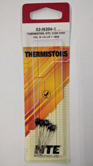02-N204-1 Thermistor NTC 200K Ohm, Radial,B Value=4500 (5Pk)