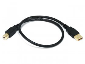 1.5Ft Black USB 2.0 A Male to B Male 28/24AWG Cable - (Gold)