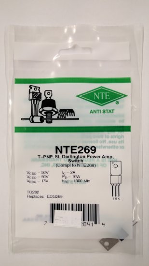 NTE269 T-PNP, Si, Darlington Power Amp (Compl to NTE268)