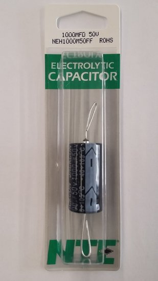 1,000uf 50V Axial Lead Electrolytic Capacitor